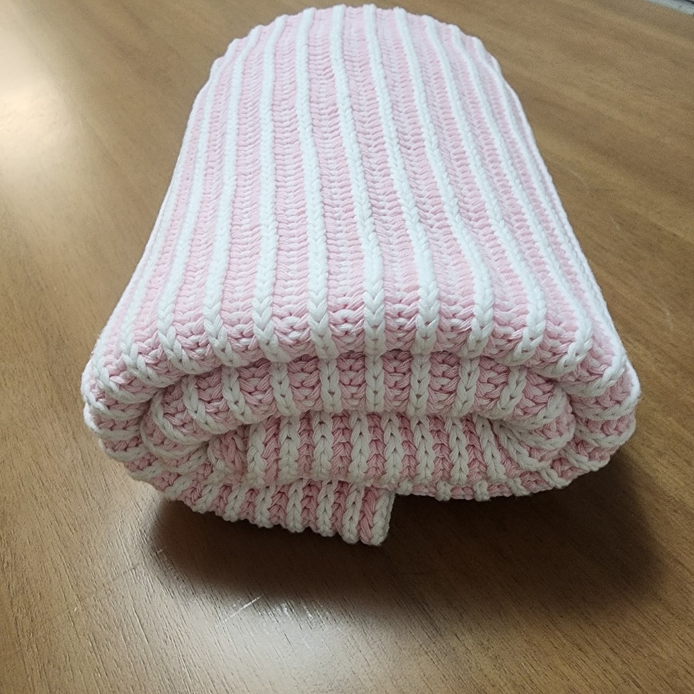 Elegant Baby Pink And White Crochet Baby Blanket